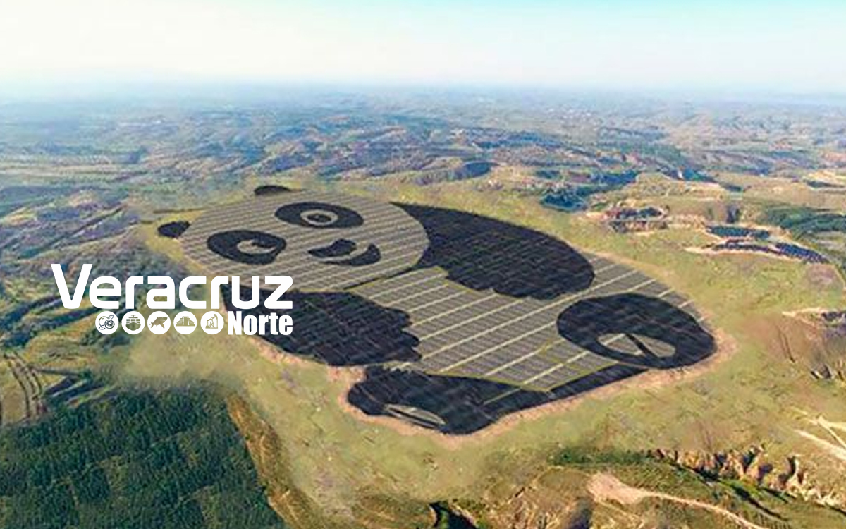 Granja solar con la forma de panda en China