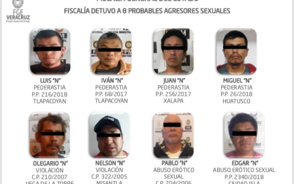 Obtiene FGE acción penal contra 8 probables agresores sexuales y detiene a 7 probables secuestradores, en tan sólo una semana