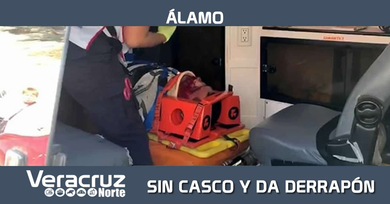 SIN CASCO Y DA DERRAPÓN EN LA ÁLAMO-LA PEDRERA