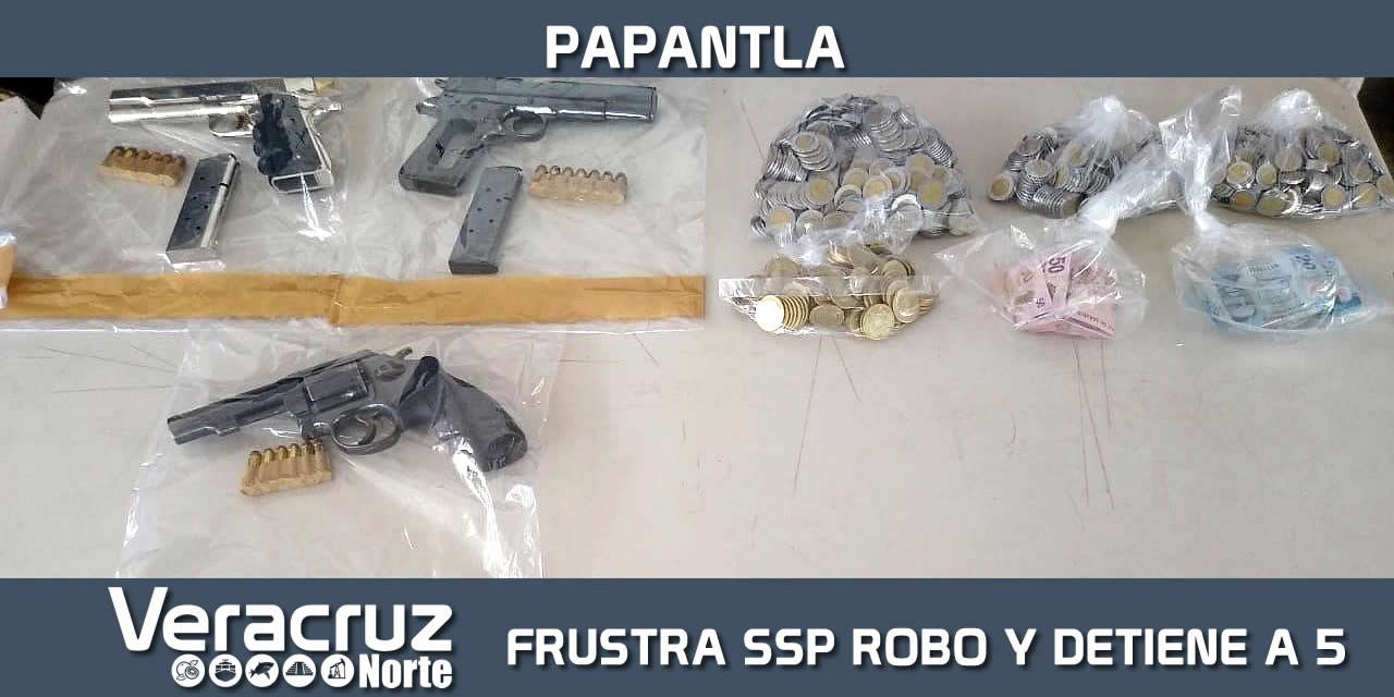 Frustra SSP robo a negocio y captura a 5 personas, en Papantla