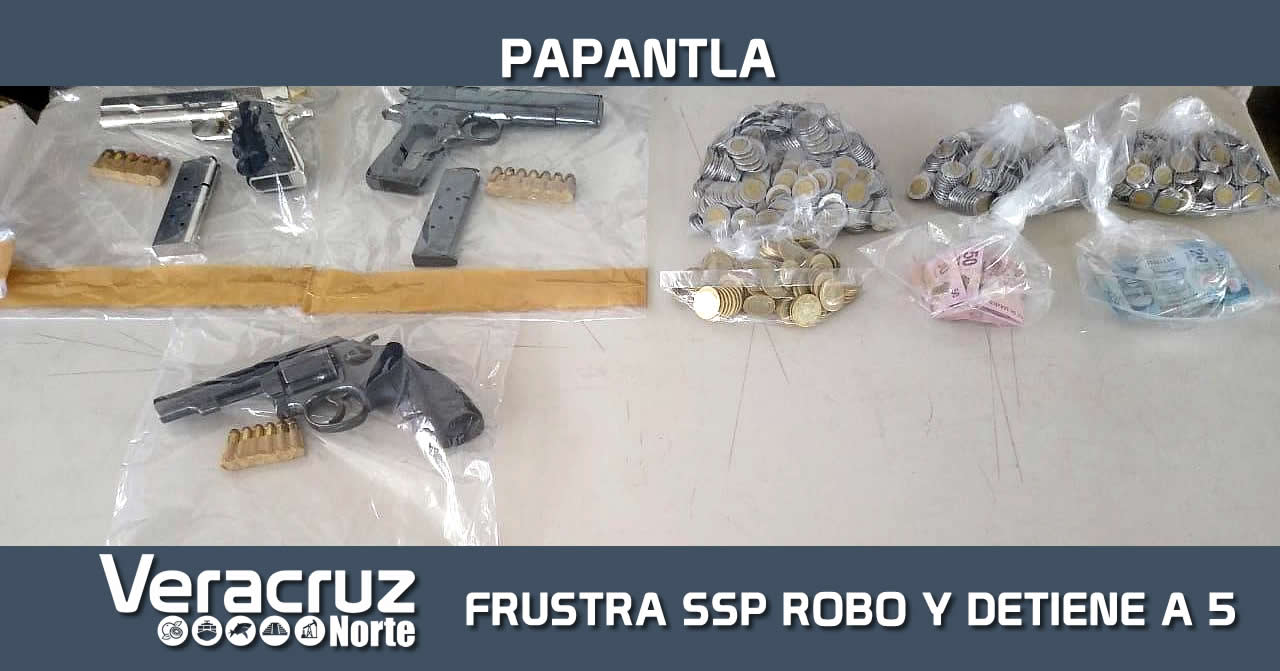 Frustra SSP robo a negocio y captura a 5 personas, en Papantla