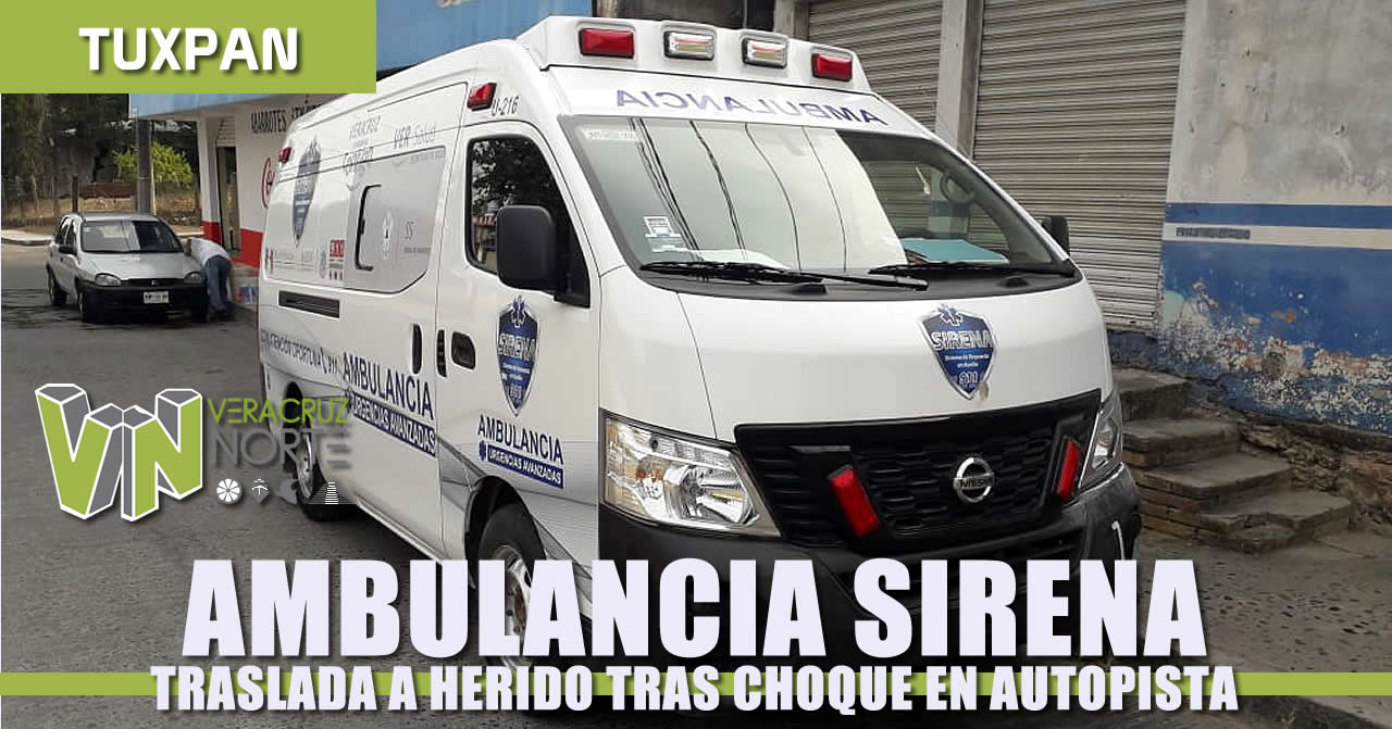 Ambulancia SIRENA Traslada a Herido, tras choque en Autopista