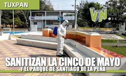 SANITIZAN LA 5 DE MAYO Y EL PARQUE DE SANTIAGO DE LA PEÑA