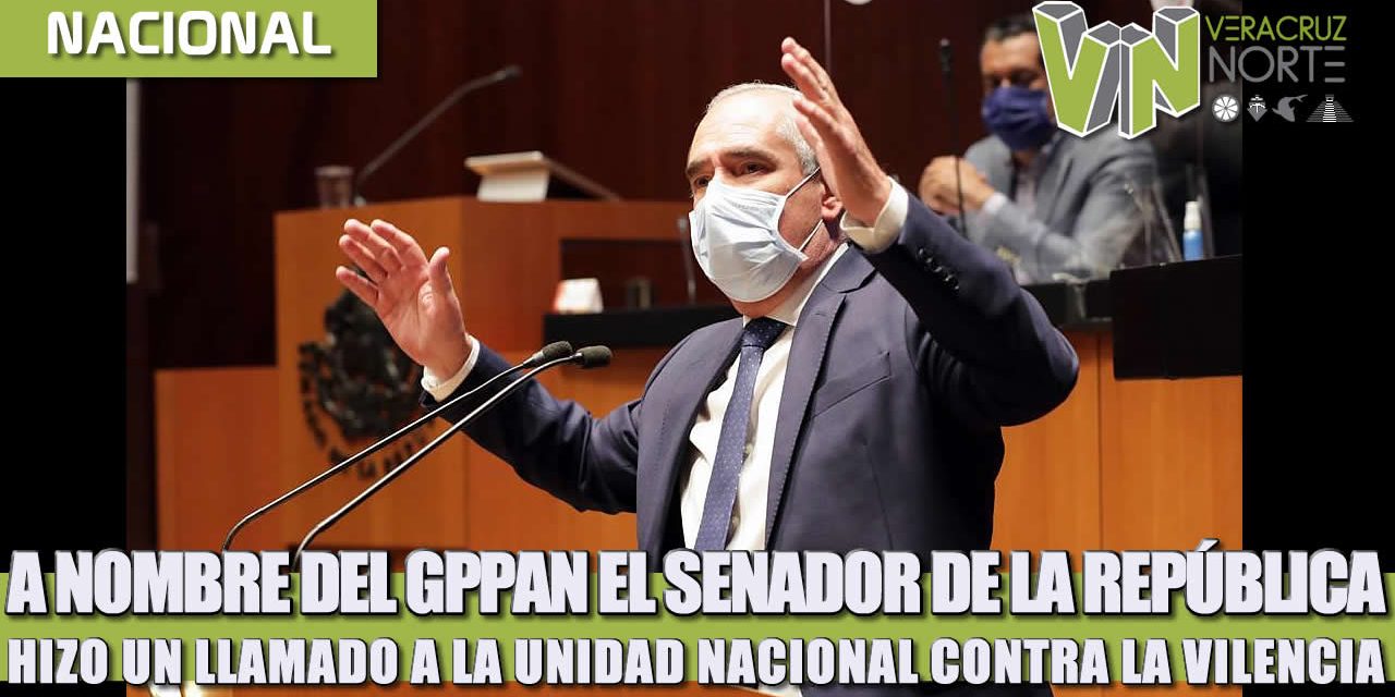 A nombre del GPPAN, el Senador de la República hizo un llamado a la unidad nacional contra la violencia.