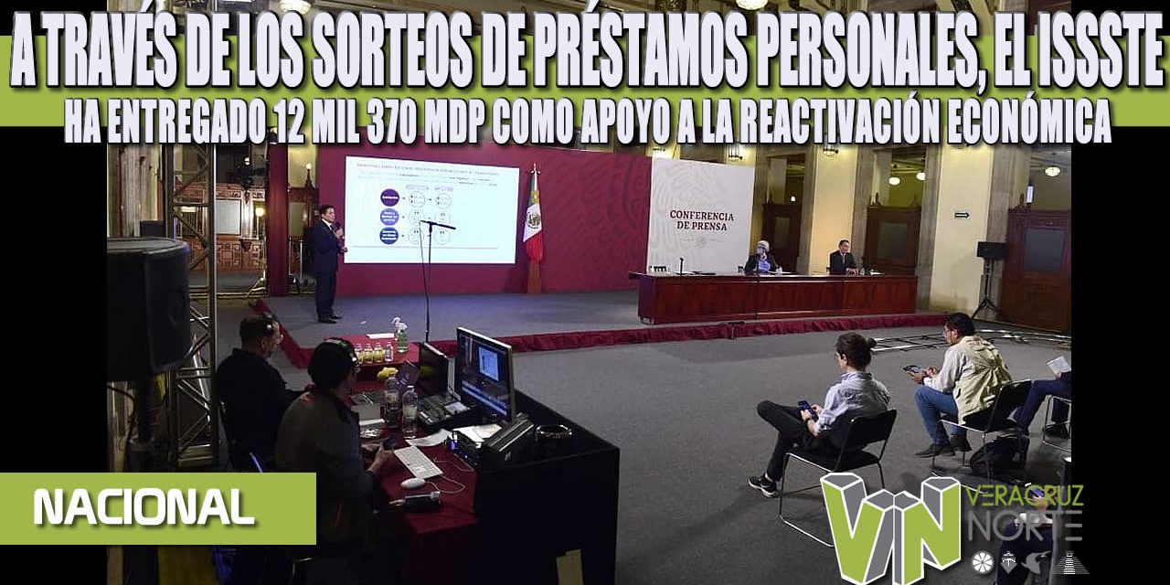 A TRAVÉS DE LOS SORTEOS DE PRÉSTAMOS PERSONALES, EL ISSSTE HA ENTREGADO 12 MIL 370 MDP COMO APOYO A LA REACTIVACIÓN ECONÓMICA