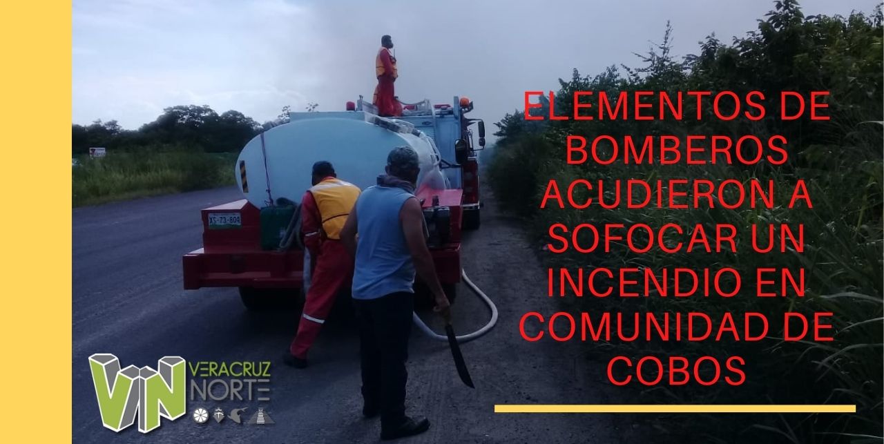 ELEMENTOS DE BOMBEROS ACUDIERON A SOFOCAR UN INCENDIO EN COMUNIDAD DE COBOS