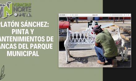 Platón Sánchez: Pinta y mantenimientos de bancas del parque municipal