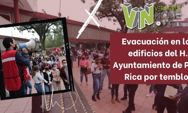 Evacuación en los edificios del H. Ayuntamiento de Poza Rica por temblor