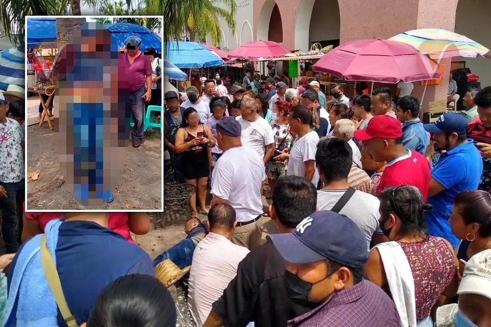Misantla: Locatarios del Mercado municipal detienen a un presunto ratero, por robarle a un comerciante senecto.