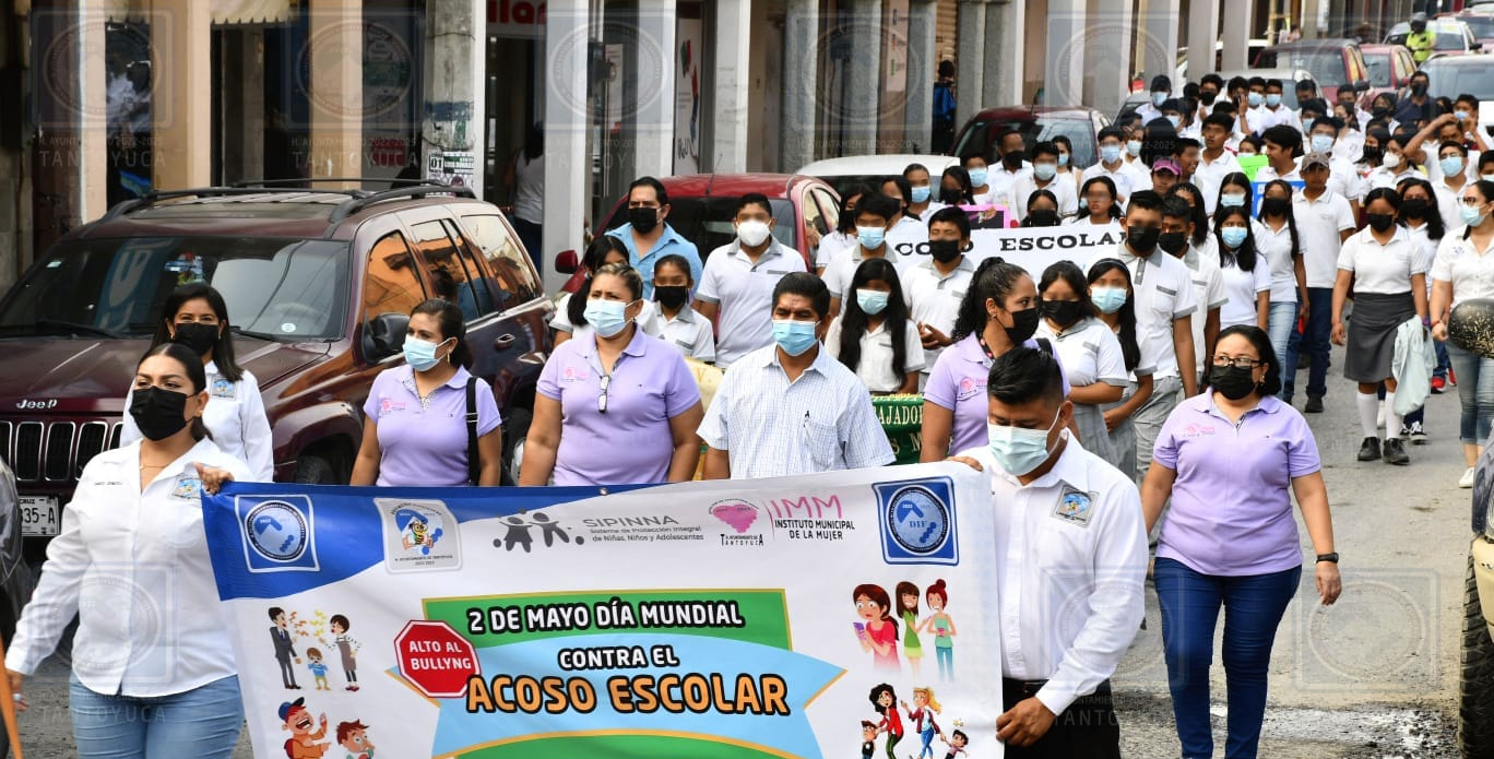 Tantoyuca: Celebran autoridades con marcha y pláticas del Día Mundial contra el Acoso Escolar
