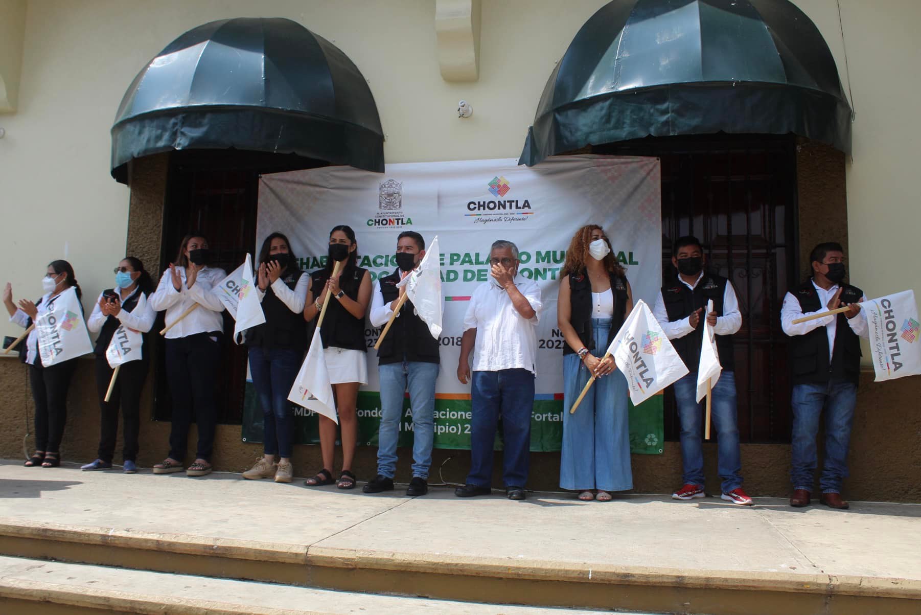 Chontla: Banderazo de inicio de obra de Rehabilitación del Palacio Municipal