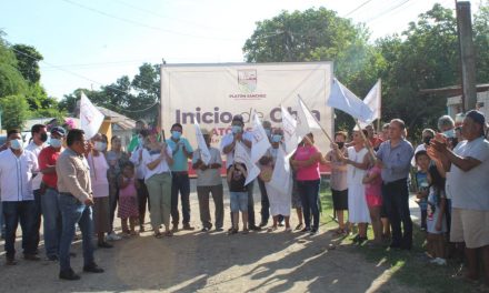 Platón Sánchez: Inicio de obra de construcción de pavimento hidráulico y guarniciones en la calle Berriozábal