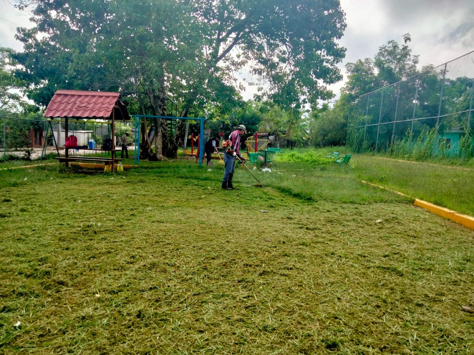 Chontla: Poda de árboles y mantenimiento de la entrada principal