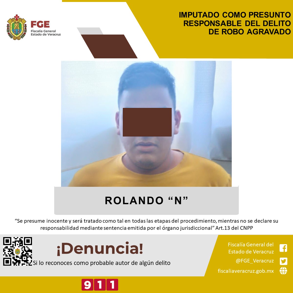 Pánuco: Es imputado como presunto responsable del delito de robo agravado