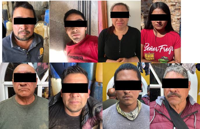 Detienen a 17 personas con 137,900 litros de hidrocarburo, vehículos, droga y dos inmuebles en Hidalgo