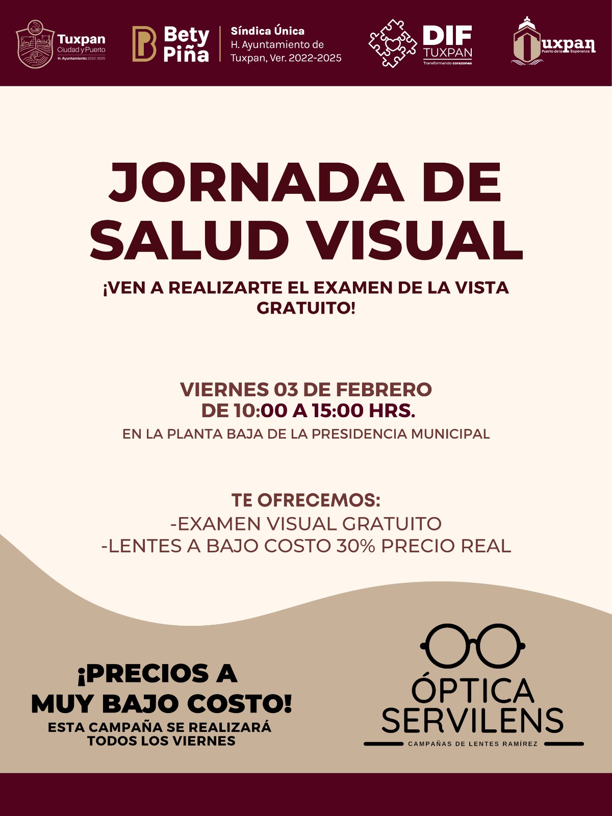Tuxpan: Este viernes 3 de febrero se reanudan las Jornadas de Salud Visual y Salud Integral