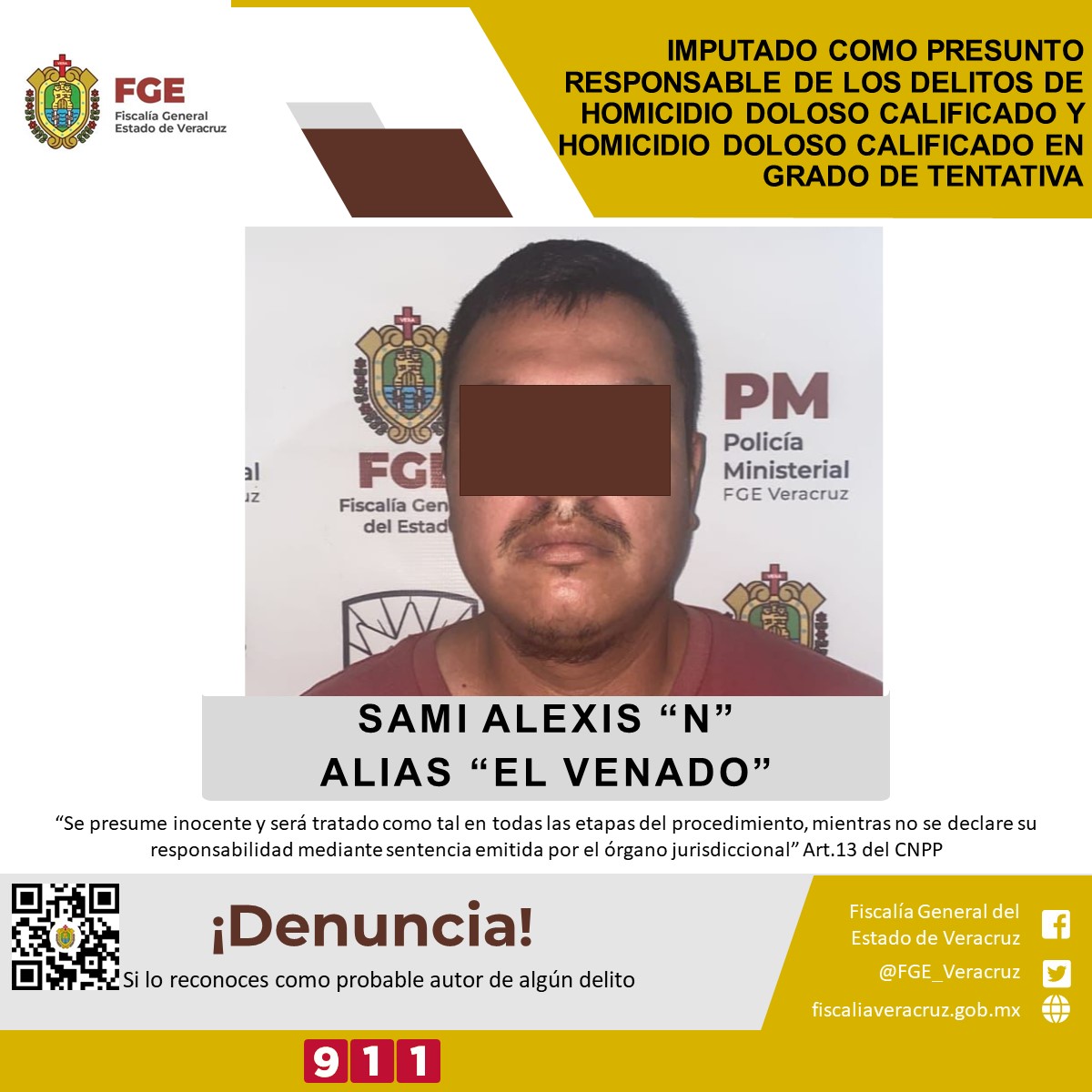 Martinez de la Torre: Imputado presunto jefe de plaza como presunto responsable de los delitos de homicidio doloso calificado y homicidio doloso calificado en grado de tentativa