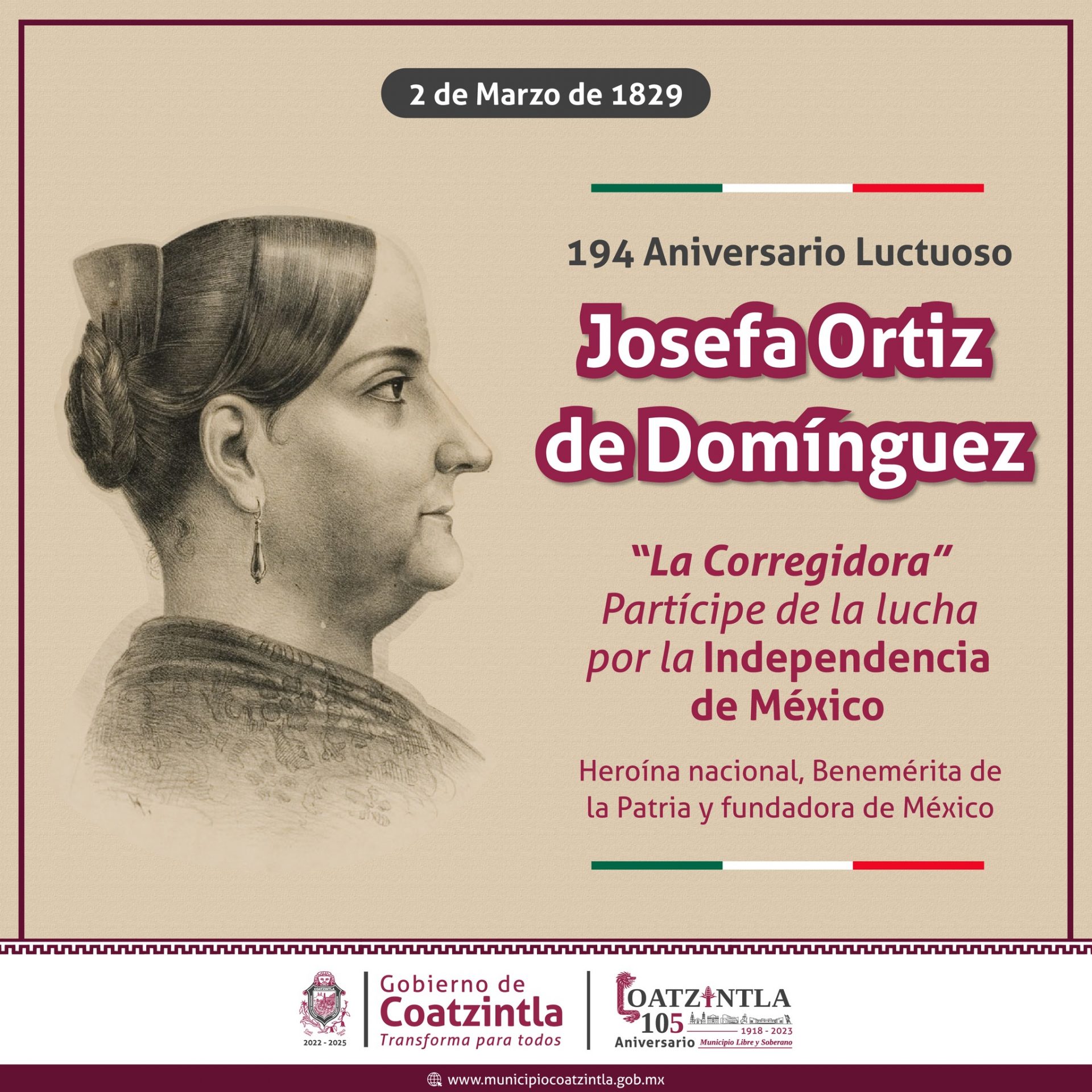 Coatzintla 194 Aniversario Luctuoso De Josefa Ortiz De Dom nguez coatzintla-194-aniversario-luctuoso-de-josefa-ortiz-de-dom-nguez
