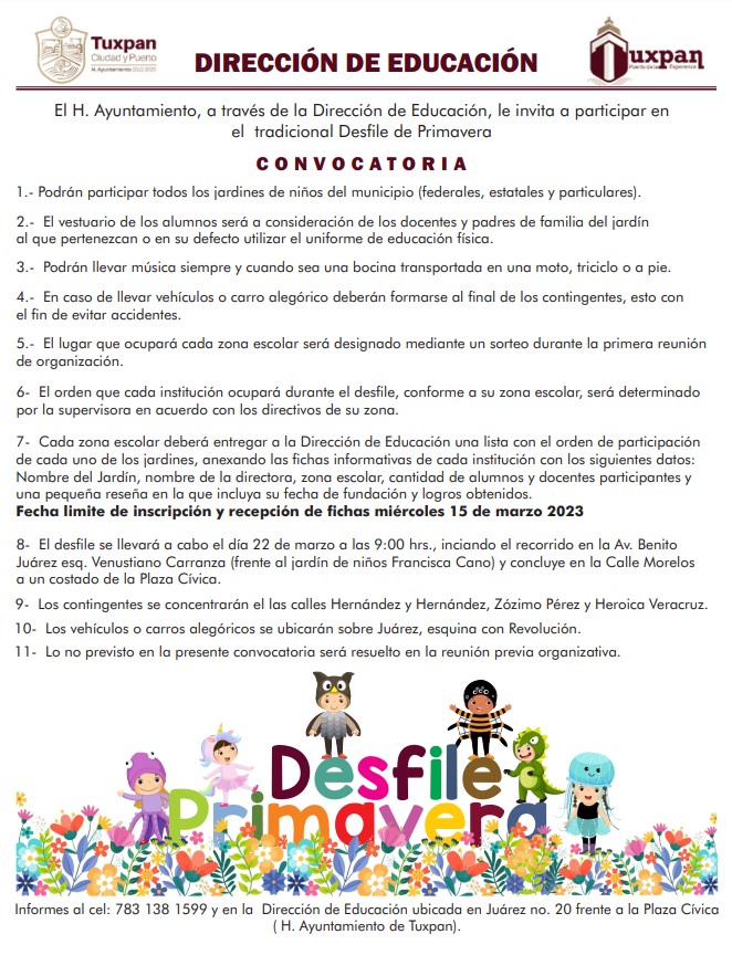 Tuxpan: Convocatoria para el Desfile de Primavera