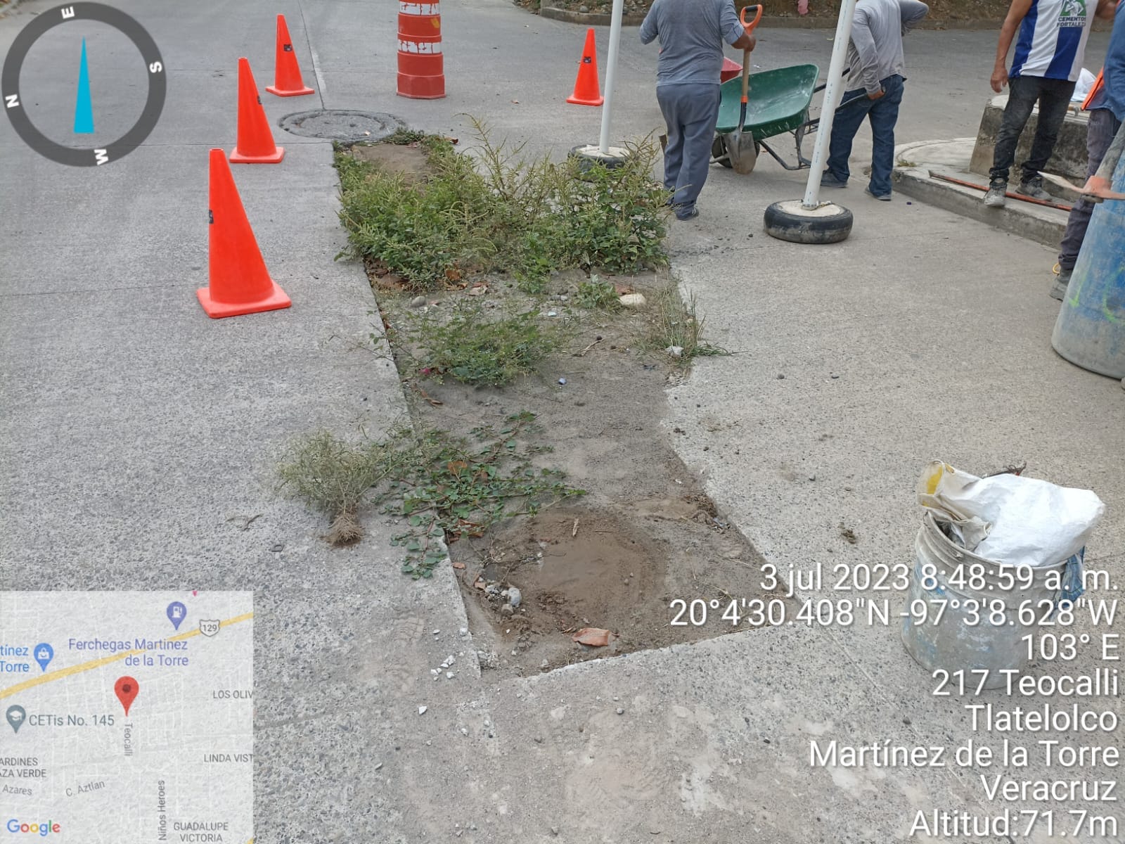 Reparación de calle Teocalli en la colonia San Lorenzo y acciones de mejora en vialidades de Martínez de la Torre