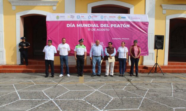 Coatzintla conmemora “Día Mundial del Peatón” con la SS, ejército, tránsito, trabajadores y público en general