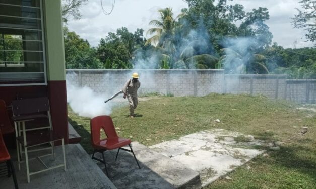 Acciones de Fumigación en Escuela Secundaria y Universidad del Bienestar en Coatzintla