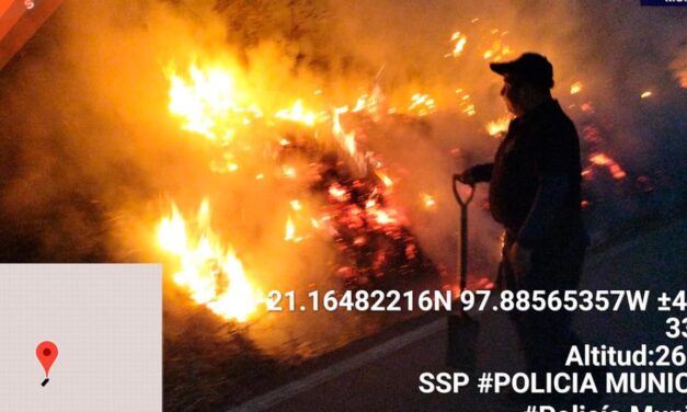 Tepetzintla: Seguridad pública acude a sofocar incendió