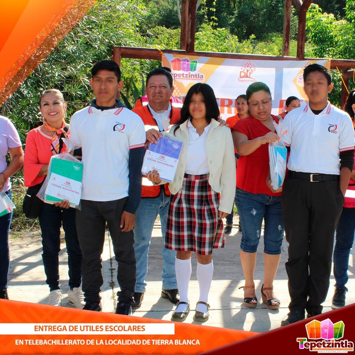 Tepetzintla: Entrega de útiles escolares al telebachillerato  tierra blanca