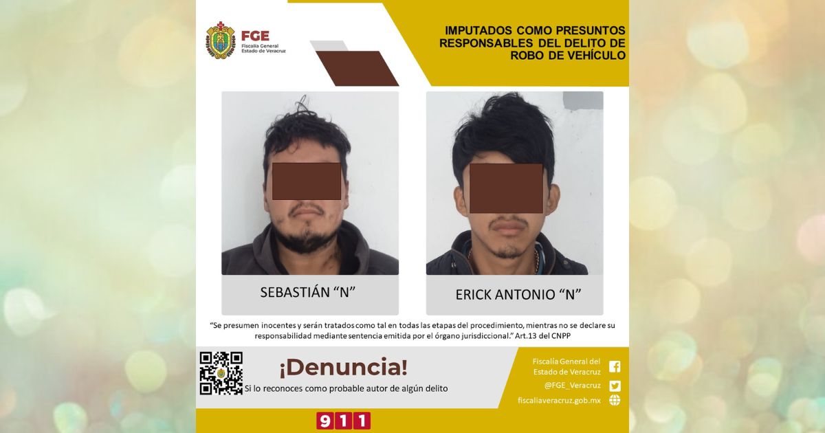 Imputados como presuntos responsables del delito de robo de vehículo