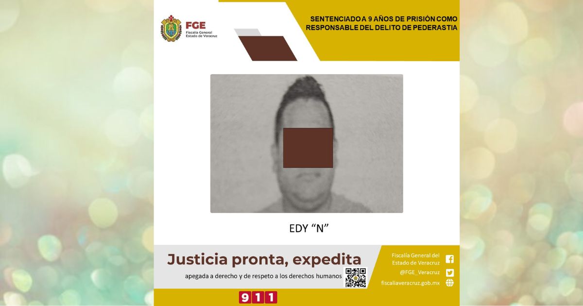Sentenciado a 9 años de prisión como responsable del delito de pederastia