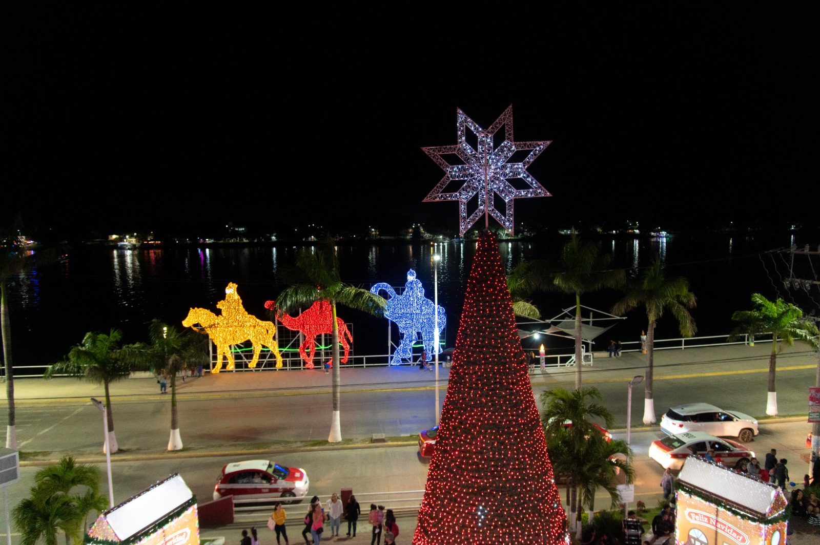 Del 23 al 25 de diciembre el hermoso Pino de Navidad de Tuxpan proyectará imágenes infantiles con motivos navideños
