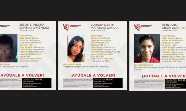 Tres menores desaparecen misteriosamente en Veracruz Norte