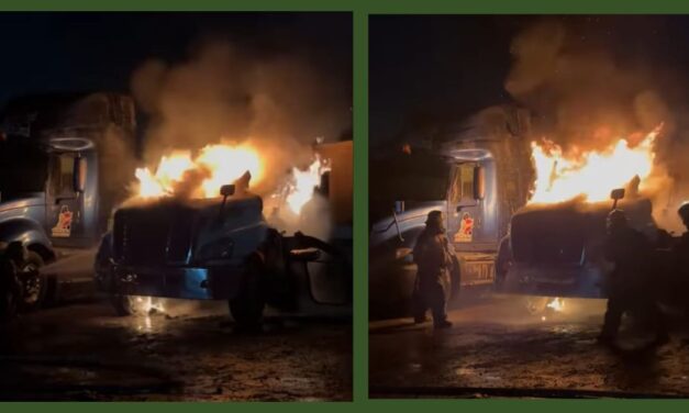Chalma: Tractocamión se incendia en gasolinera