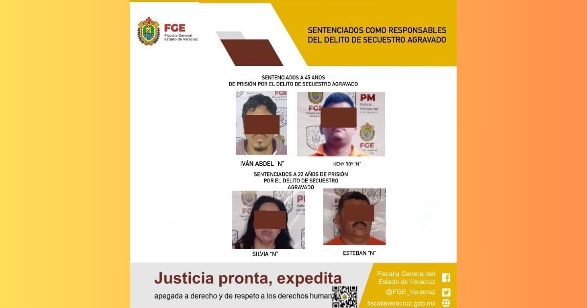 Cuatro sentenciados por secuestro agravado en Tantoyuca