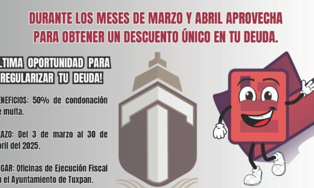 Gobierno de Tuxpan ofrece descuento en adeudo predial de años anteriores
