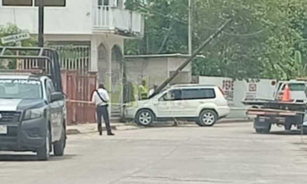 Álamo: Conductor abandona camioneta tras chocar con un poste