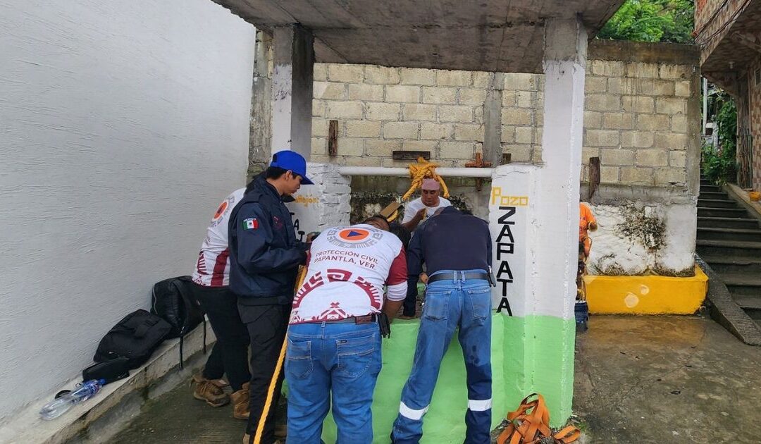 Hombre ebrio es rescatado de un pozo en Papantla