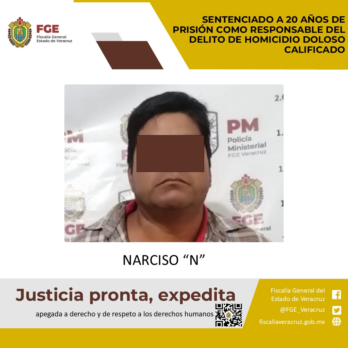 Condenan a 20 años de prisión a Narciso «N»