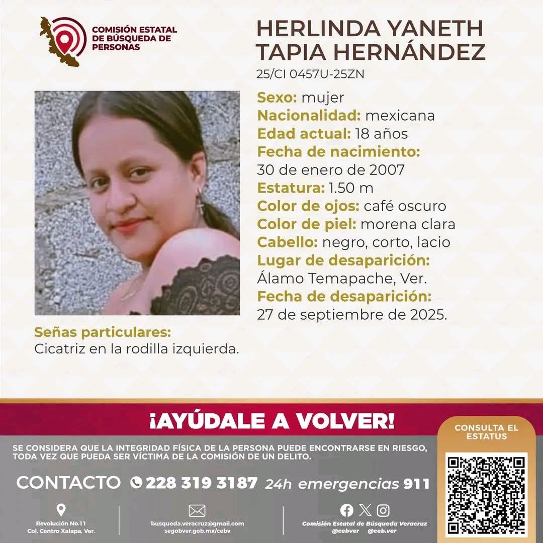 Alerta en Álamo: Buscan a joven desaparecida desde el pasado fin de semana