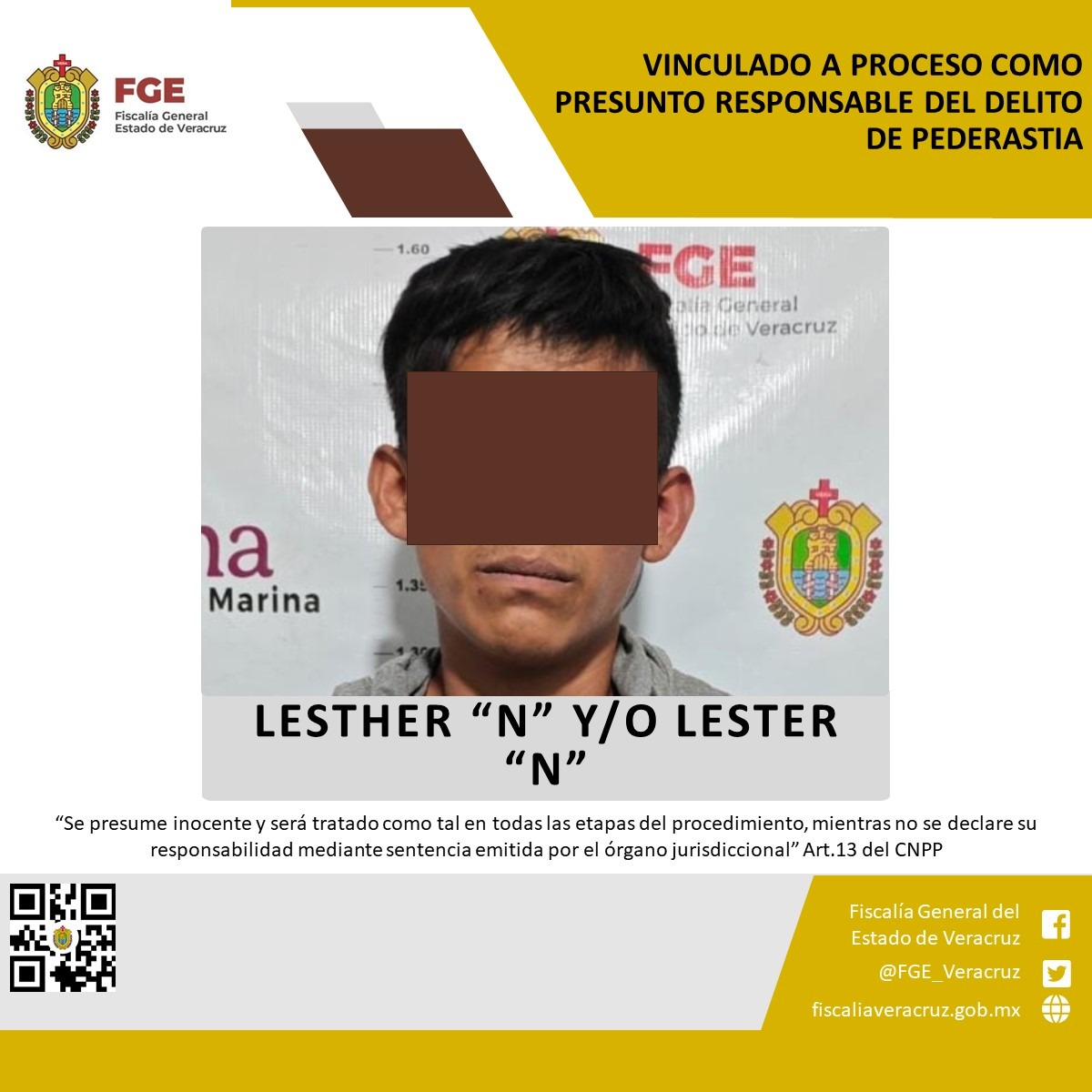 Juez vincula a proceso a Lesther ‘N’ por pederastia agravada en Papantla