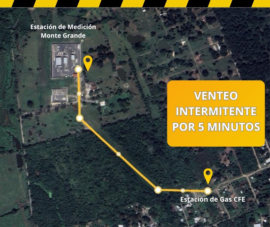 Se llevarán a cabo maniobras de barrido, venteo y carga de gas natural en el gasoducto de interconexión al proyecto CCC Tuxpan Fase Uno.
