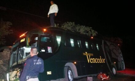 Autobús se sale de la carretera en Platón Sánchez